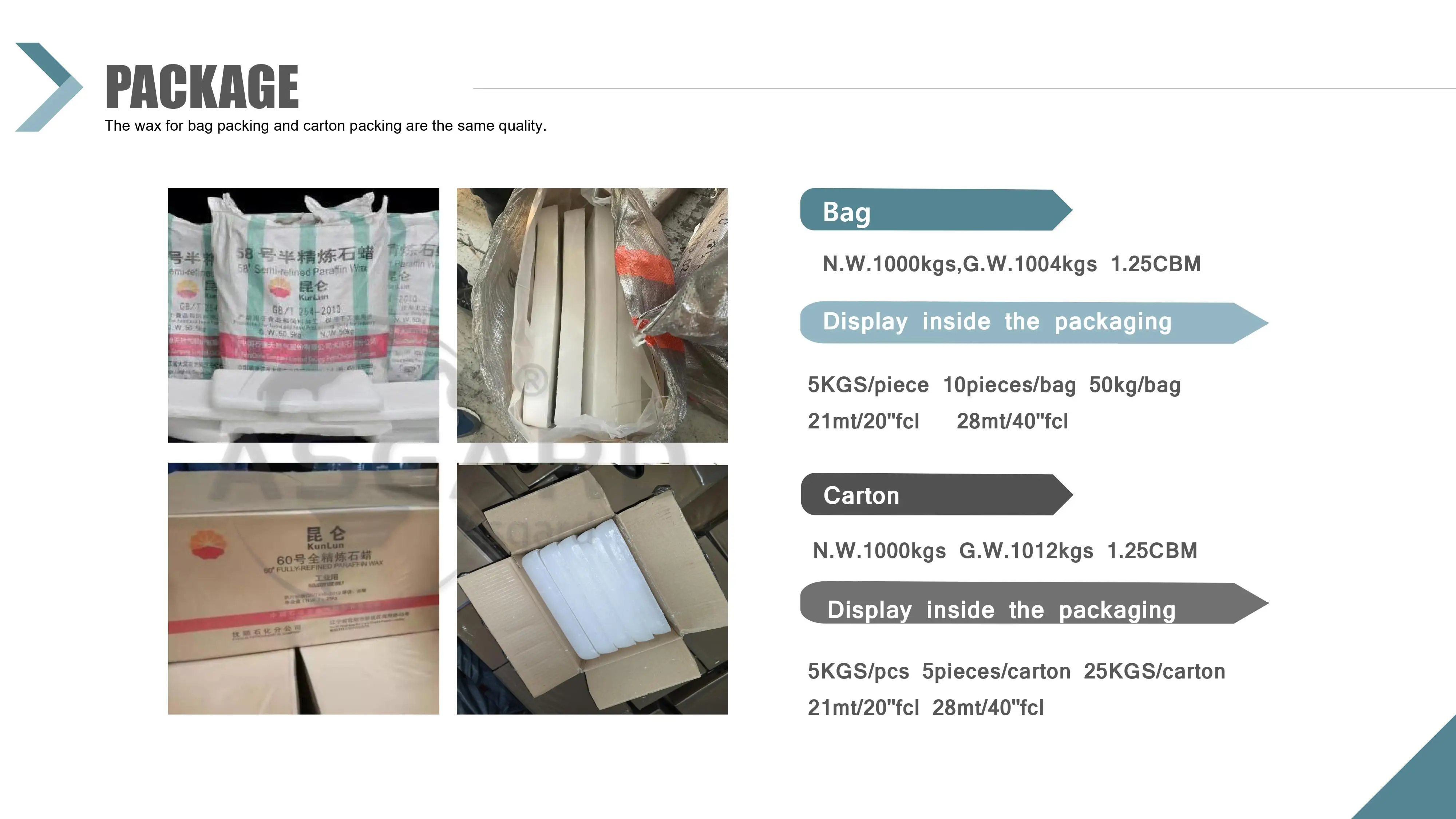 2024 Solid Kunlun Completely Refined Bulk Paraffin Wax 60/62 Make