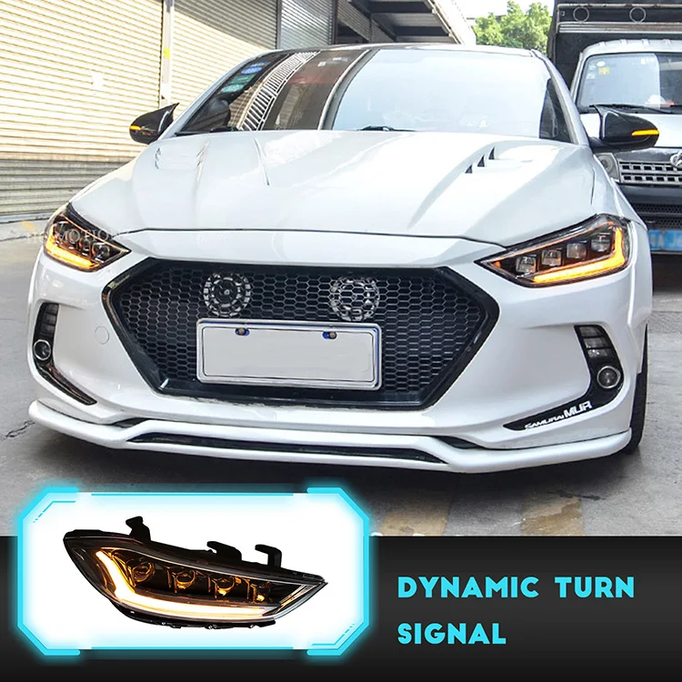 HCmotion Manufacturer 6th Gen Avante Animation DRL Head Lights 4 LED Lens 2016 2017 2018 Front Lamps For Hyundai Elantra