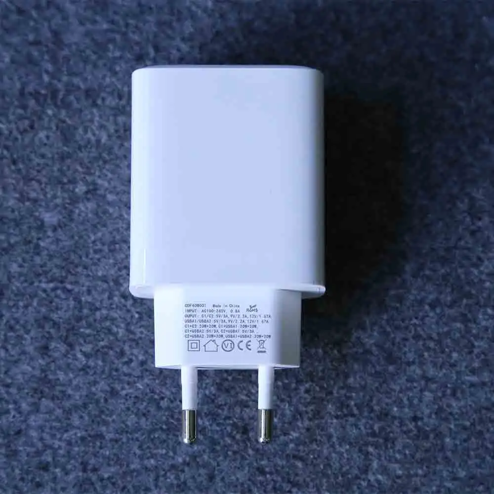 PD 40W GaN Multi-port Usb Charger Built-in Dual USB-C and USB-A  Port Wall Charger A833 Phone USB-C Charger PD3.0/QC3.0