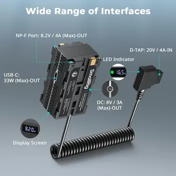 For SmallRig D-Tap to Dual-Sided NP-F Dummy Battery with USB-C DC Port LED Display Monitor Wireless Video Transmitters detail image