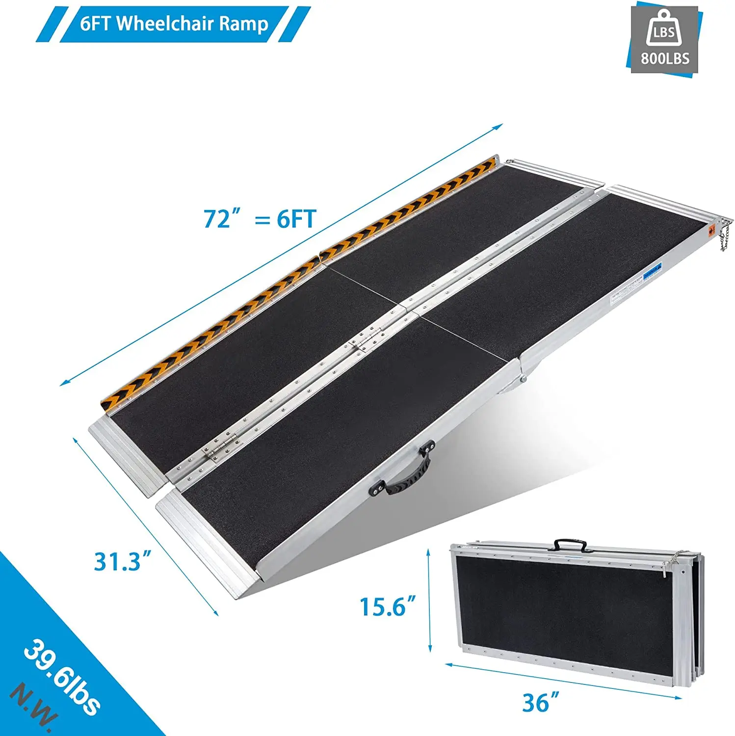 High Quality Folding Aluminum Wheelchair Ramp Portable Folding 