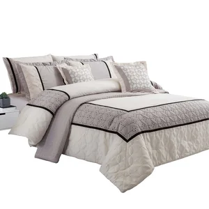 KOSMOS Luxury Microfiber Bed Comforter Set Plain Style Embroidered Home Textile Bed Linen with Adult Patchwork Design