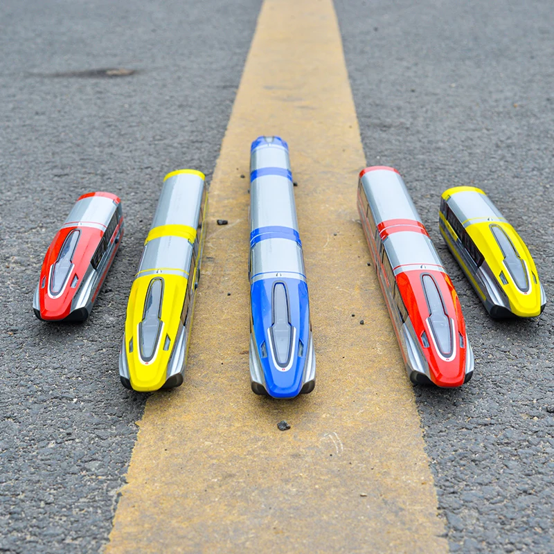 Openable Door Pull Back Train with Light and Music Blue Red Yellow Color Plastic Maglev Locomotive Toys for Kids