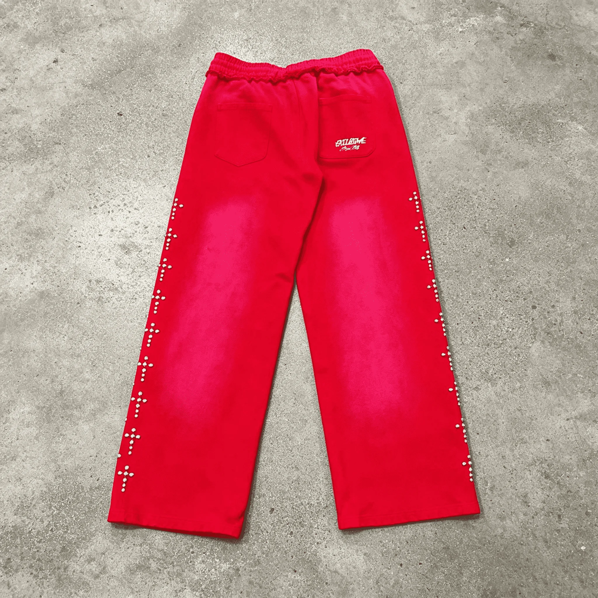 Wholesale Custom Logo Washed Zipper Hoodie Wide Leg Sweatpants Rhinestone Cross Streetwear Winter Fashion Men Tracksuit Set gallery 6