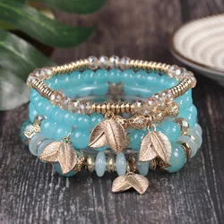 2025 Boho 4pcs Multilayer Beaded Bracelet Set for Women