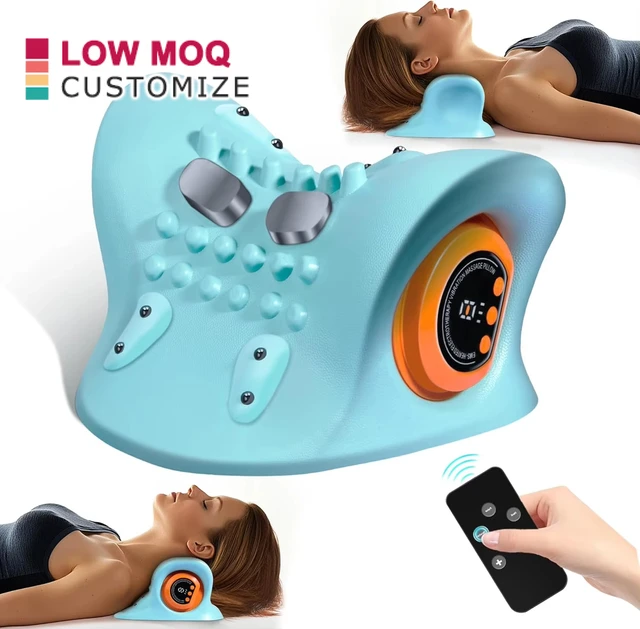 Portable Rechargeable Neck Relaxer Back Shoulder Massager Heat Ems Traction Pulse Heating Vibration Massage Remote Pillow