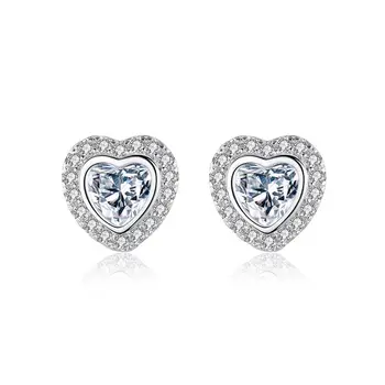 Exquisite Cubic Zirconia Jewelry Love Heart Stud Earrings For Women Wedding Party Valentine's Day Gift