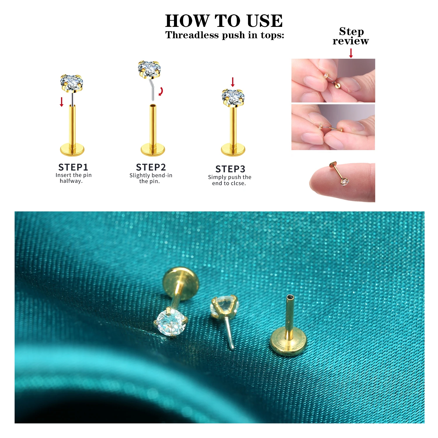 Flat Back Earrings Stud 20g Threadless Tragus Cartilage Lip Medusa