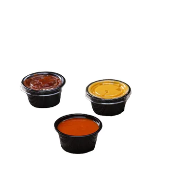 Manufacturer 2oz clear plastic disposable PP portion sauce cups with lids souffle cups