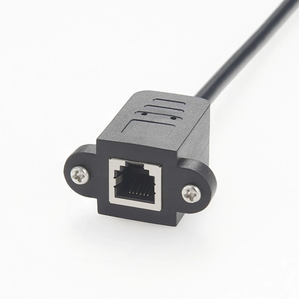 RJ45 RJ12 Network Extension Cable Panel Mount Screw Lock