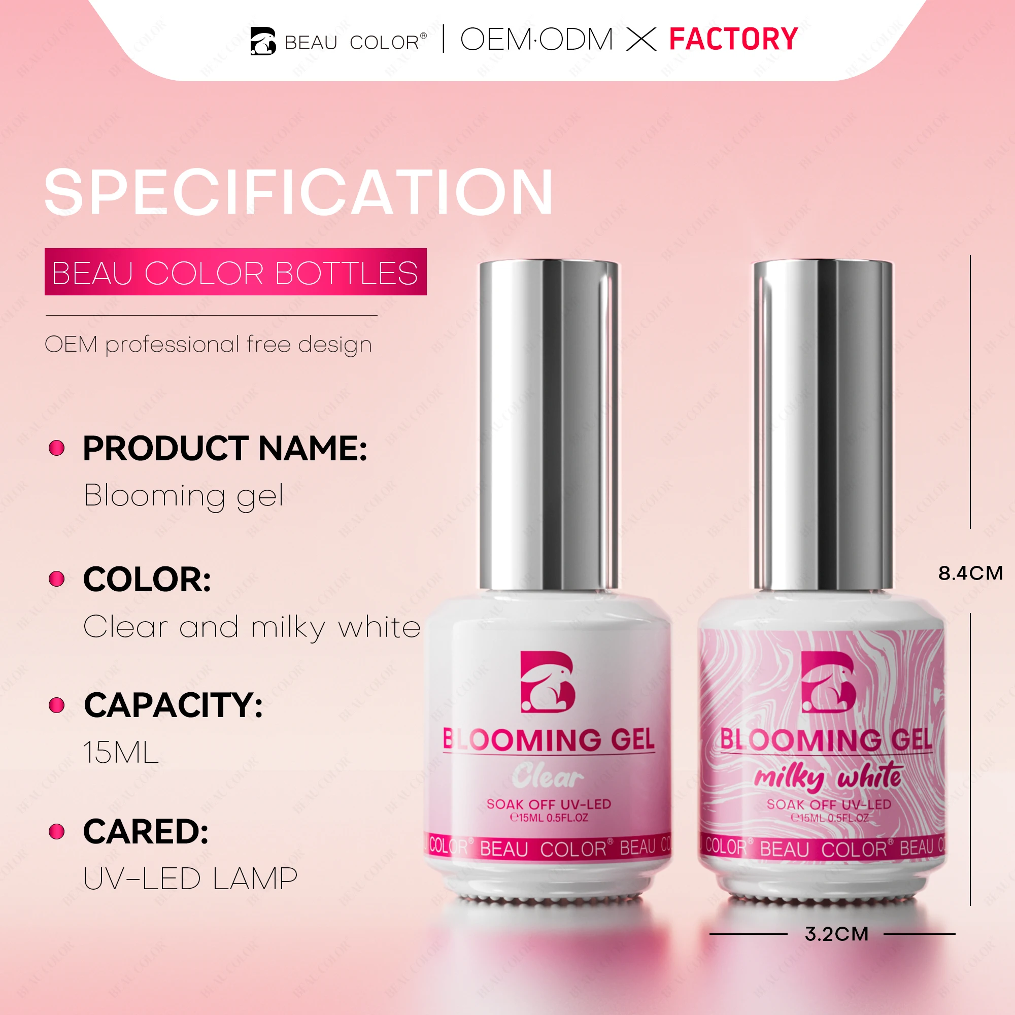 Beau Color Factory Private Label Clear/Milky White Blooming Gel 