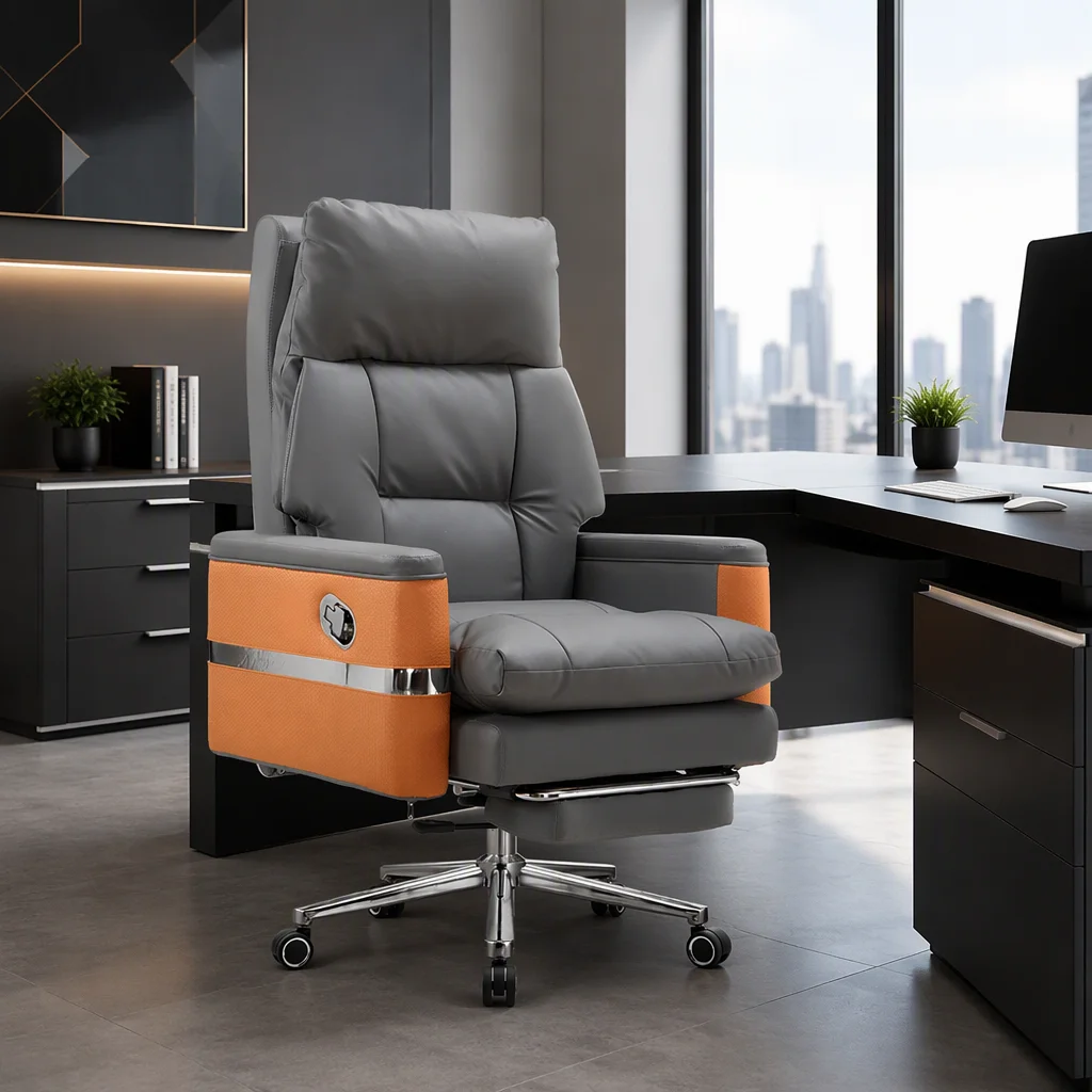 Office Ergonomic Computer Swivel Desk Chair Factory Customizable Modern Adjustable Luxury Manager Pu Rolling Reclining Chairs image 2