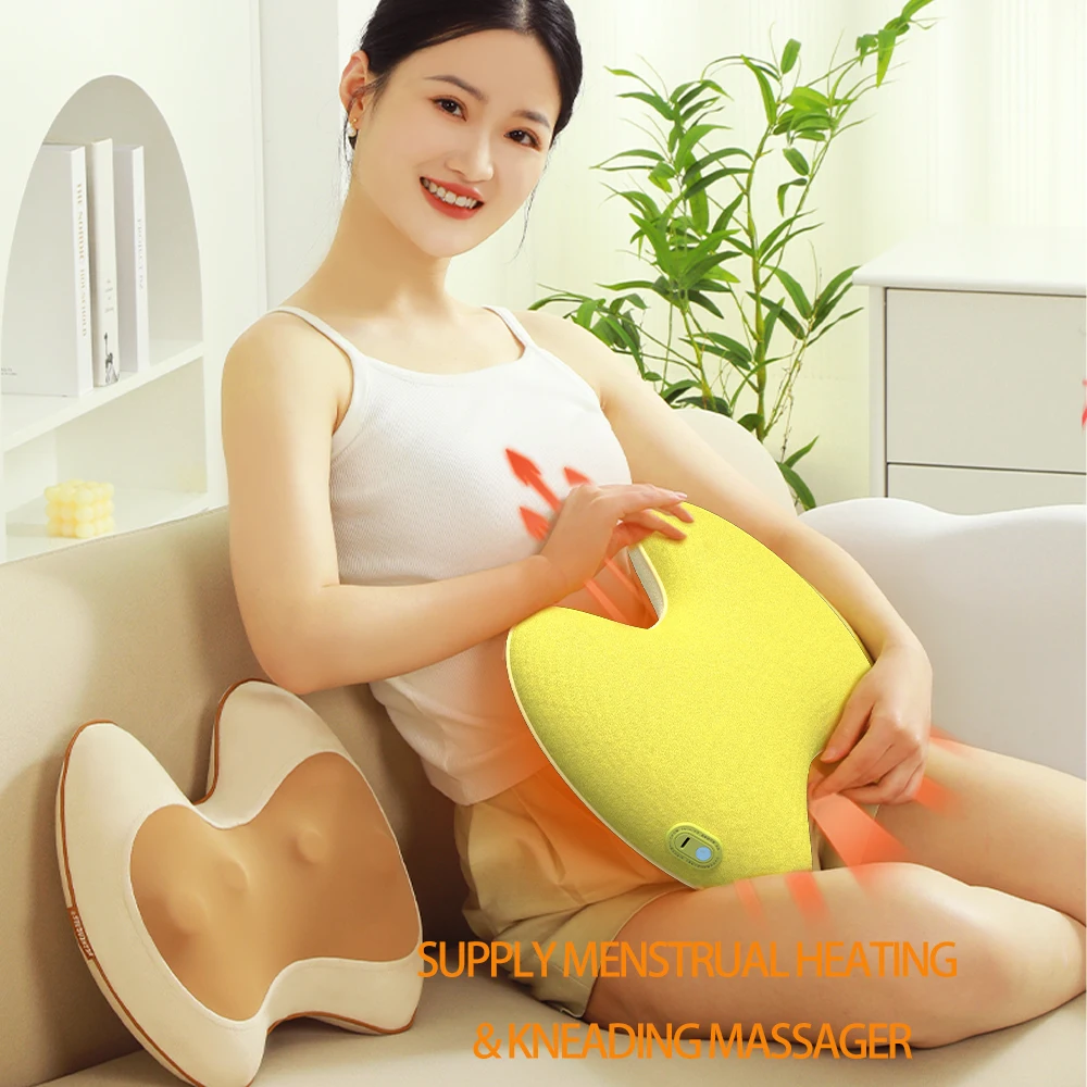 HEZHENG Portable Lumbar Neck Massager Hot Compress Waist Kneading Massage Pillow Effective Low Back Pain Relief Machine