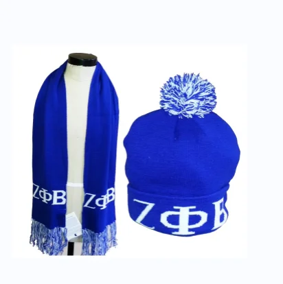 Набор жаккардовых вязаных шарфов и шапок Zeta Phi Beta Sorority