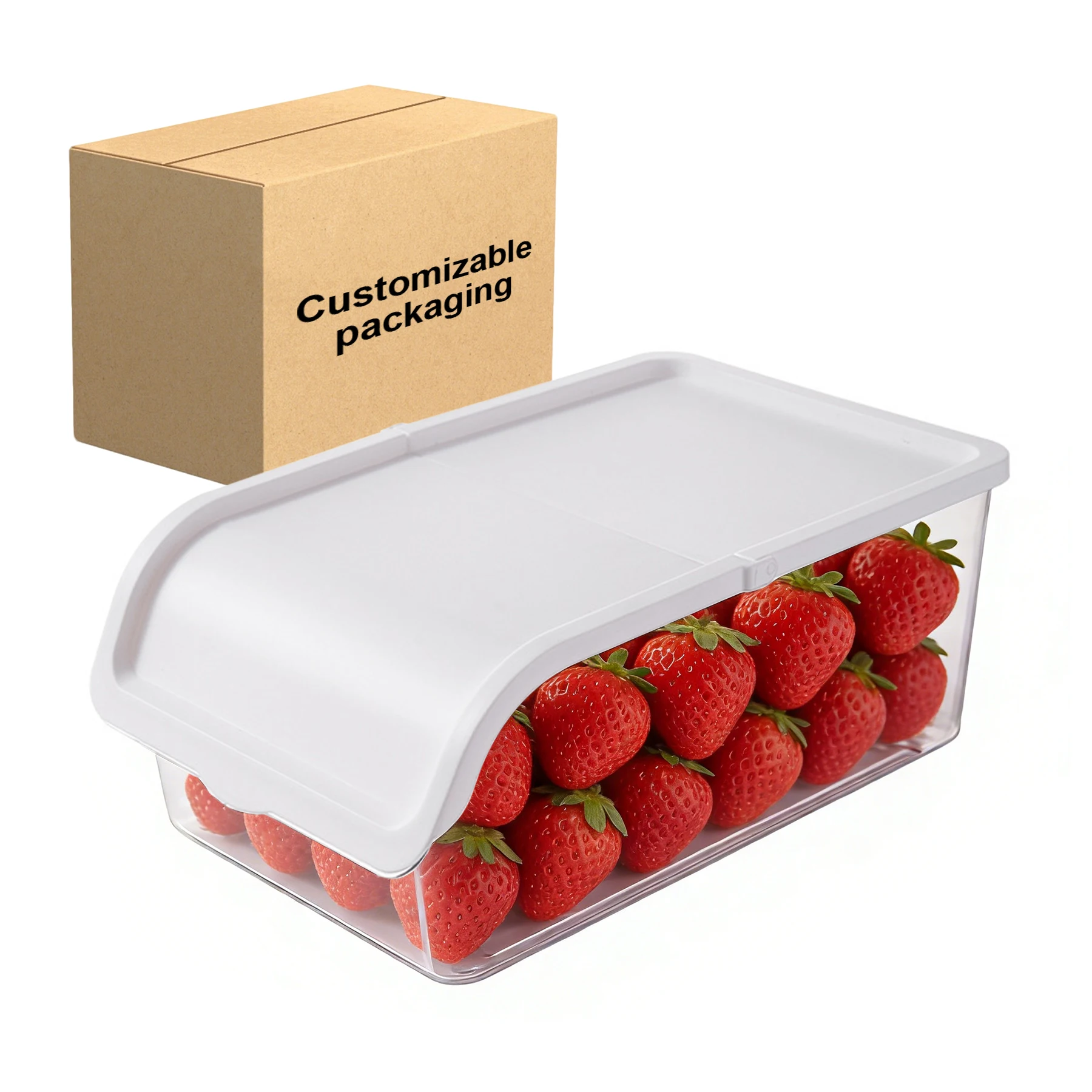 Food-Grade PET+PP 6L Clear Fridge Storage Container with Flip-Top Stacking Design for Kitchen Fruits & Vegetables Organization