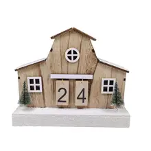 Wholesale LED Wood Advent Calendar 5cm Light-Up White Glitter Village House Chinese Supplier Ornaments for Home Use Christmas