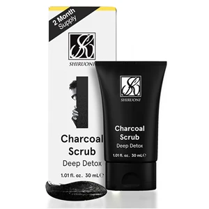 Organic Men's Charcoal Face Scrub Vegan Coconut and Vitamin C Powder for Skin Care Fragrant Herb Cleanse OEM Supply