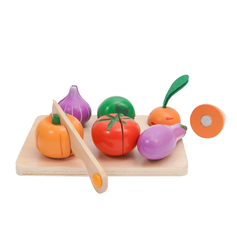 8pcs Wooden Cutting Vegetables Food Play Toy Set Kitchen Vegetable Series Pretend for