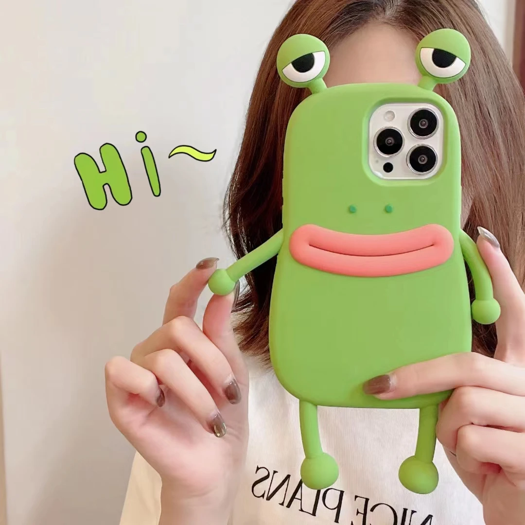 Cute 3D Cartoon Frog Silicone Phone Case for iPhone Shockproof