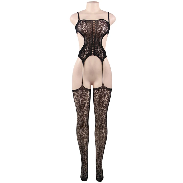 Plus Size One Piece Women Nylon Open Crotch Sexy Nude Bodystocking