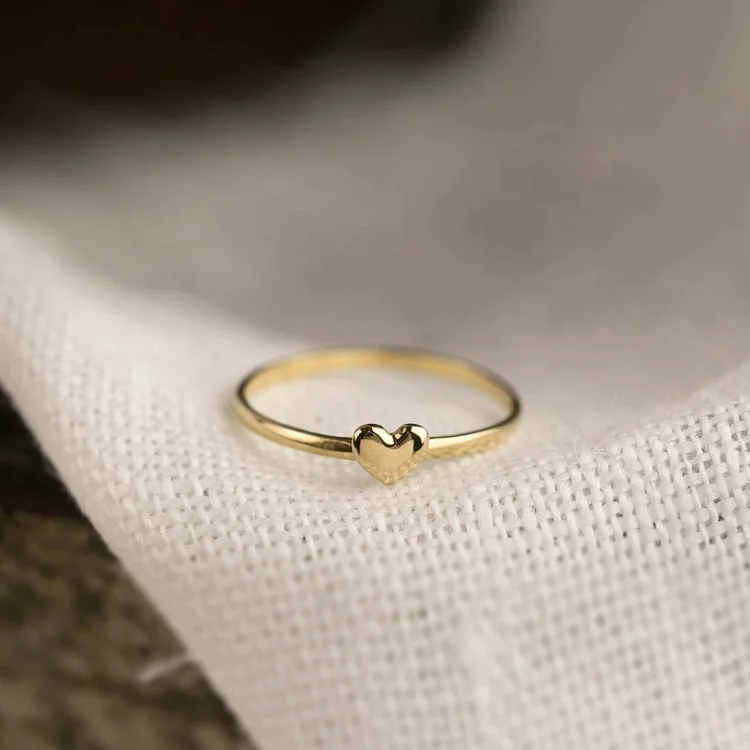 Simple Heart Shaped Ladies Finger Gold Ring Design Sterling Silver Jewelry  Accessories Heart Rings