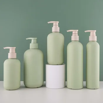 200 250 300 500ml matte green ECO PE plastic bottle packaging set cosmetic container body scrub lotion pump empty shampoo bottle