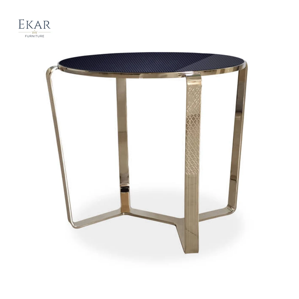 Elegant French Gold Accent Table with Metal Frame