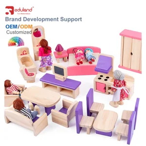Girl Play DIY Wooden Toy Set Family Simulation Furniture for Children Children's Wooden Doll House