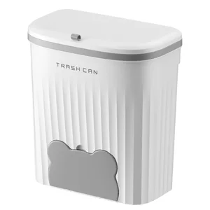 Large Capacity Punch-Free Lid Wall-Mounted Trash Bin Bathroom and Kitchen Storage Household Plastic Trash Bin for Toilet Use