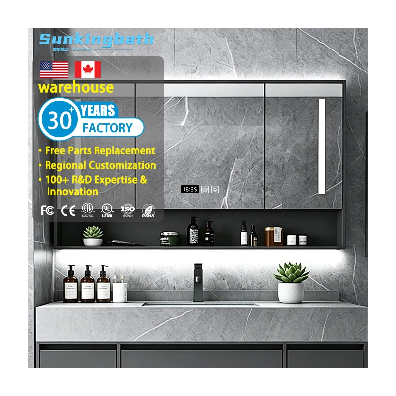 Toilet Set American Modern Floating Bathroom Vanity Cabinet with Led Mirror Luxury Freestanding Vanity Bathroom Cabinet for Home