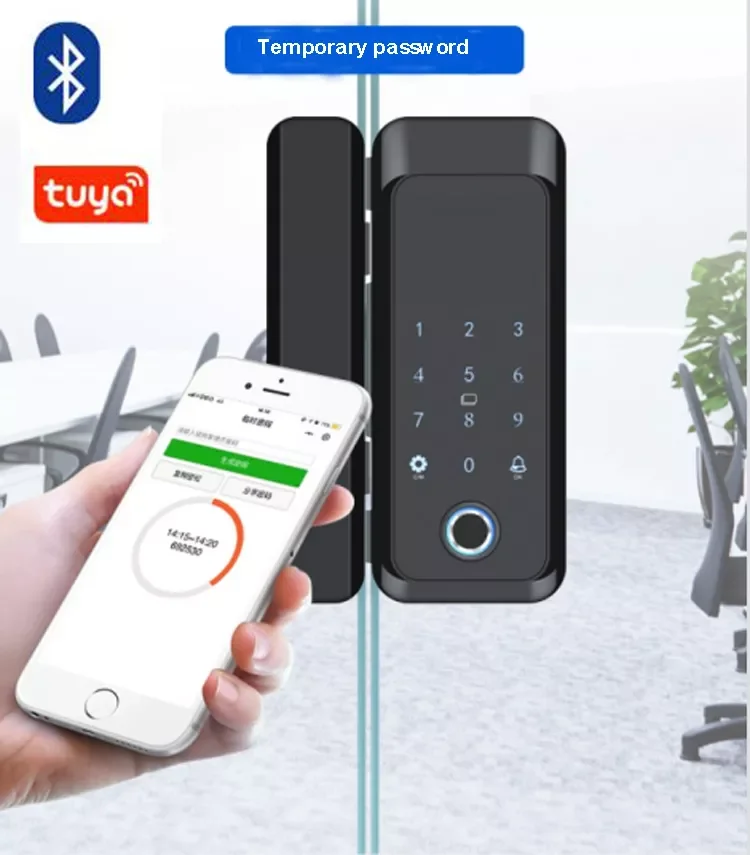 Tuya App Ble Commercial Glass Door Lock,Smart Fingerprint Locks For ...