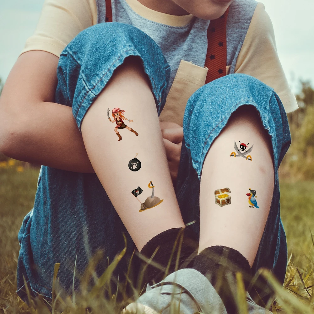 JSHEN Temporäre Tattoos Set – 7 Blätter Mit Feder & Drachen Motiven, Wasserdicht, 3D-Effekt, 14,8x21 Cm