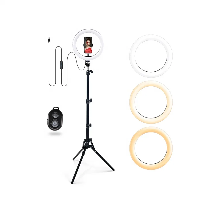 Hot Sale Photography Studio Portable 10 Inch Makeup Beauty Rechargeable Selfie LED Ring Light  for Phone with  Tripod