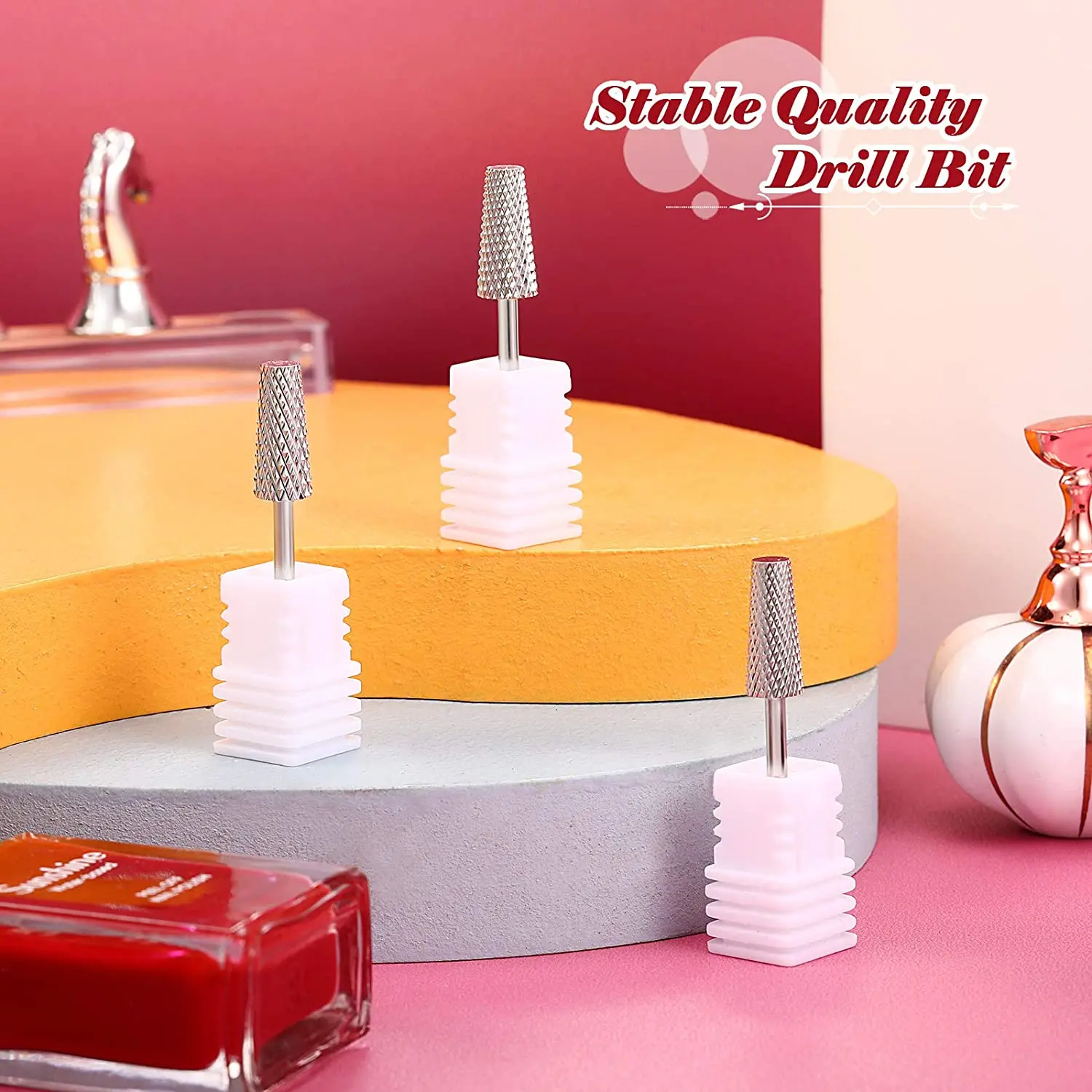 Hot selling gold nail dril bit Tungsten Carbide Nail File Drill Silver Manicure Bits