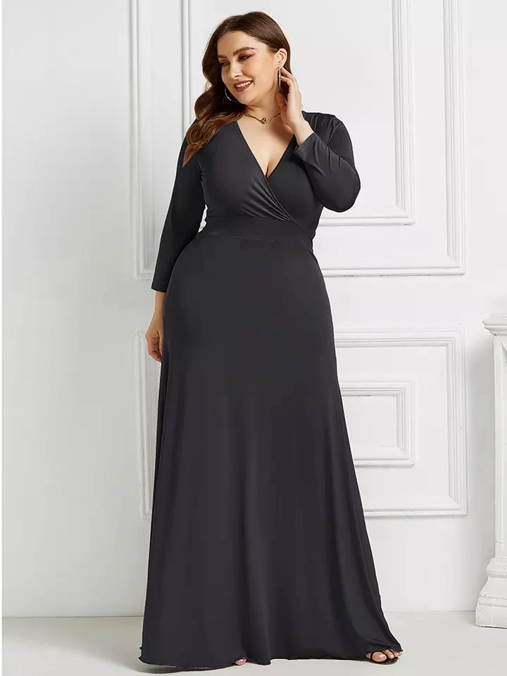 AW644 Plus Size Long Dress Wish Skirt Women PSexy Fashion Solid Color  Arty Maxi Dress
