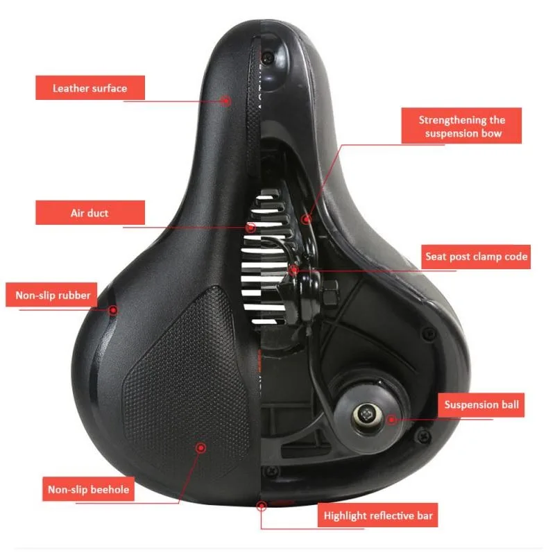 Comfortable Big Butt Bicycle Saddle - Shock Absorber Seat for