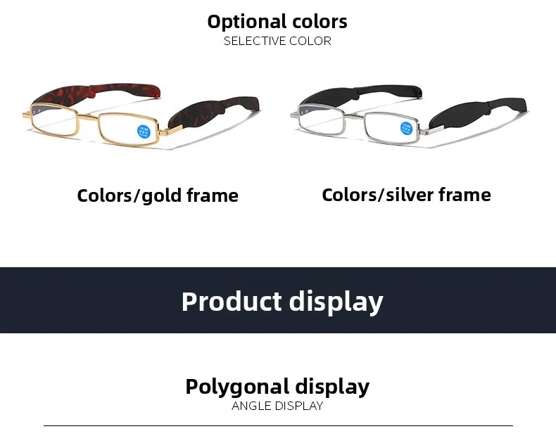 360-Degree Rotating Anti-Blue Light HD Reading Glasses Portable Ultra-Light Folding Design Gold Lightweight for Elderly Readers