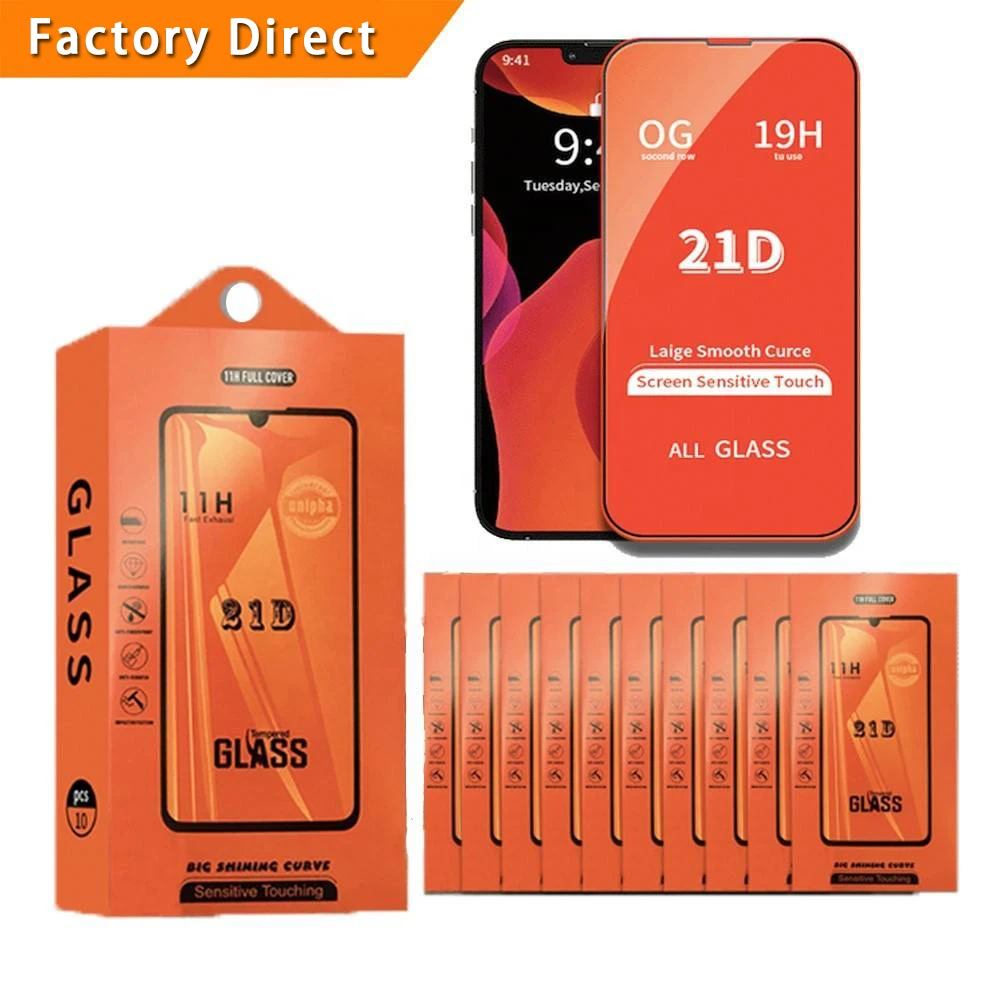 Wholesale 21d Mobile Phone Full Glue Tempered Glass Film Screen