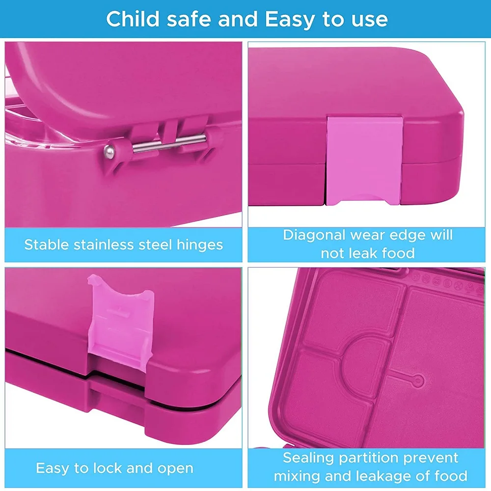 Leakproof Lunch Box Custom logo Bpa Free 4 Compartment Tritan Kids Bento Lunch Box