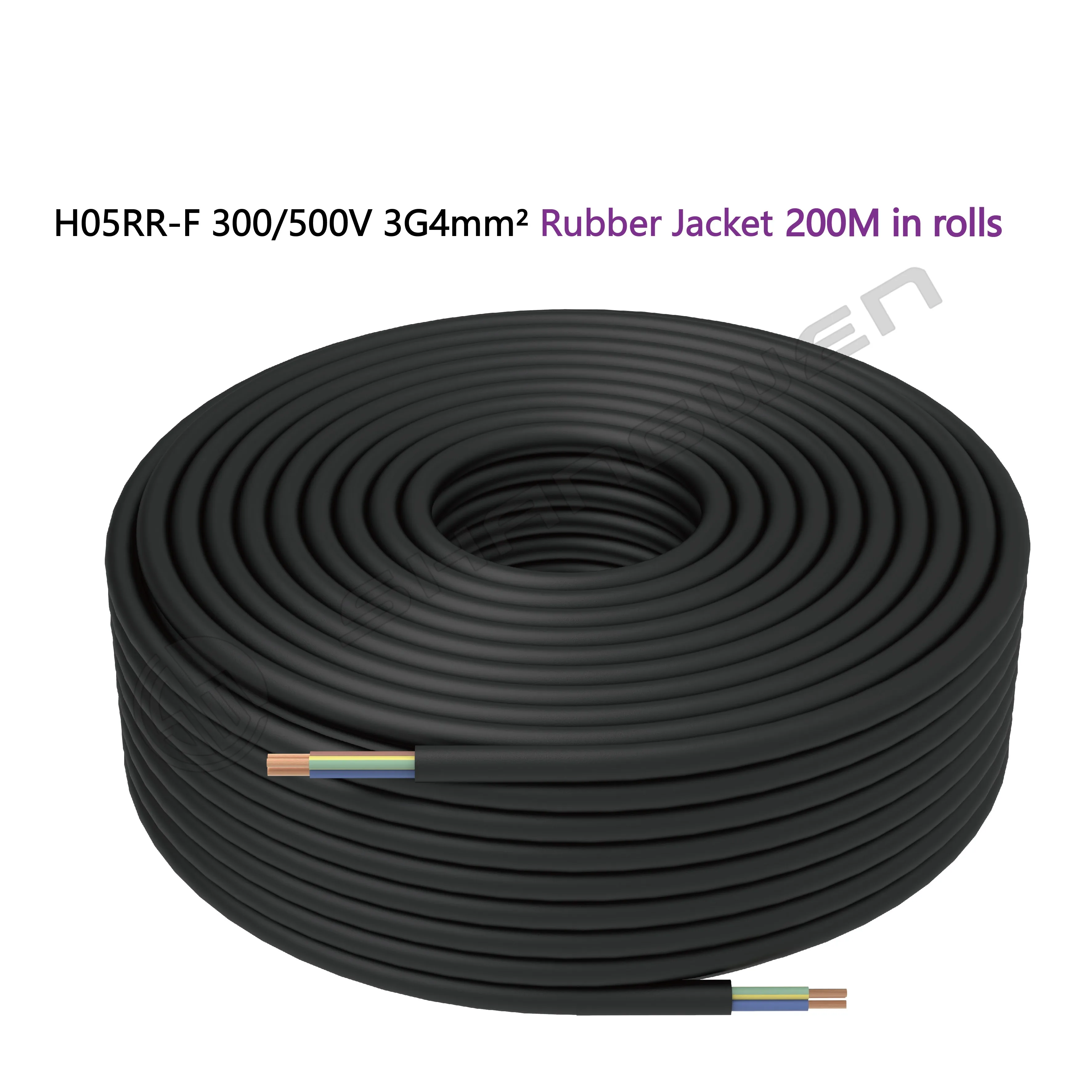 3*4mm² 300/500V VDE Bare Copper Core Cable H05RR-F 3 Core Power Cable 4mm Electric Cable 300/500 Voltage Ratin Rubber Cable