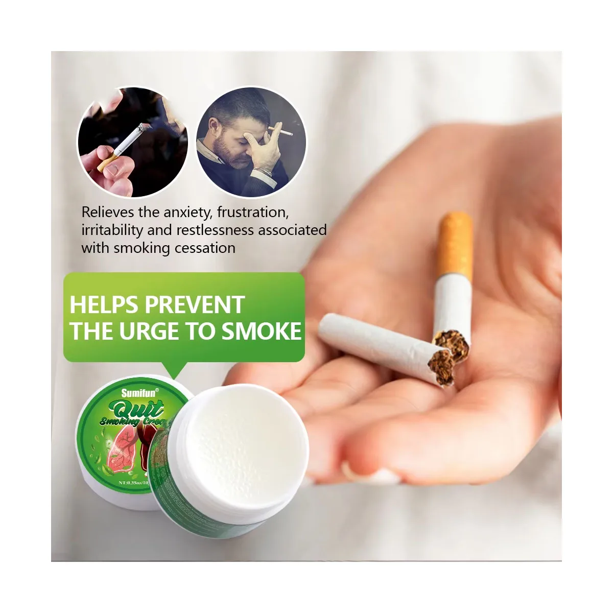 tobacco pain relief High Quality Sumifun Herbal Stop Smoking Cigarettes Cream with Pain Relief