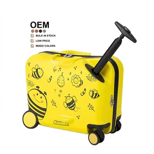 Wholesale Pull Rod Ride on Kids Luggage With Spinner Wheels Suitcase Cartoon Ride on Kids Luggage