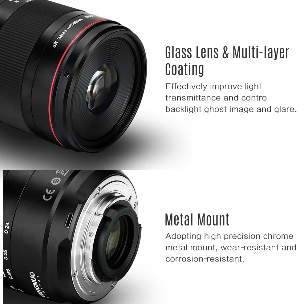 
YONGNUO оригинальный макрообъектив YN60mm F2NE MF для камеры Nikon D3400 D5600 D7500 D850 D5 DSLR 
