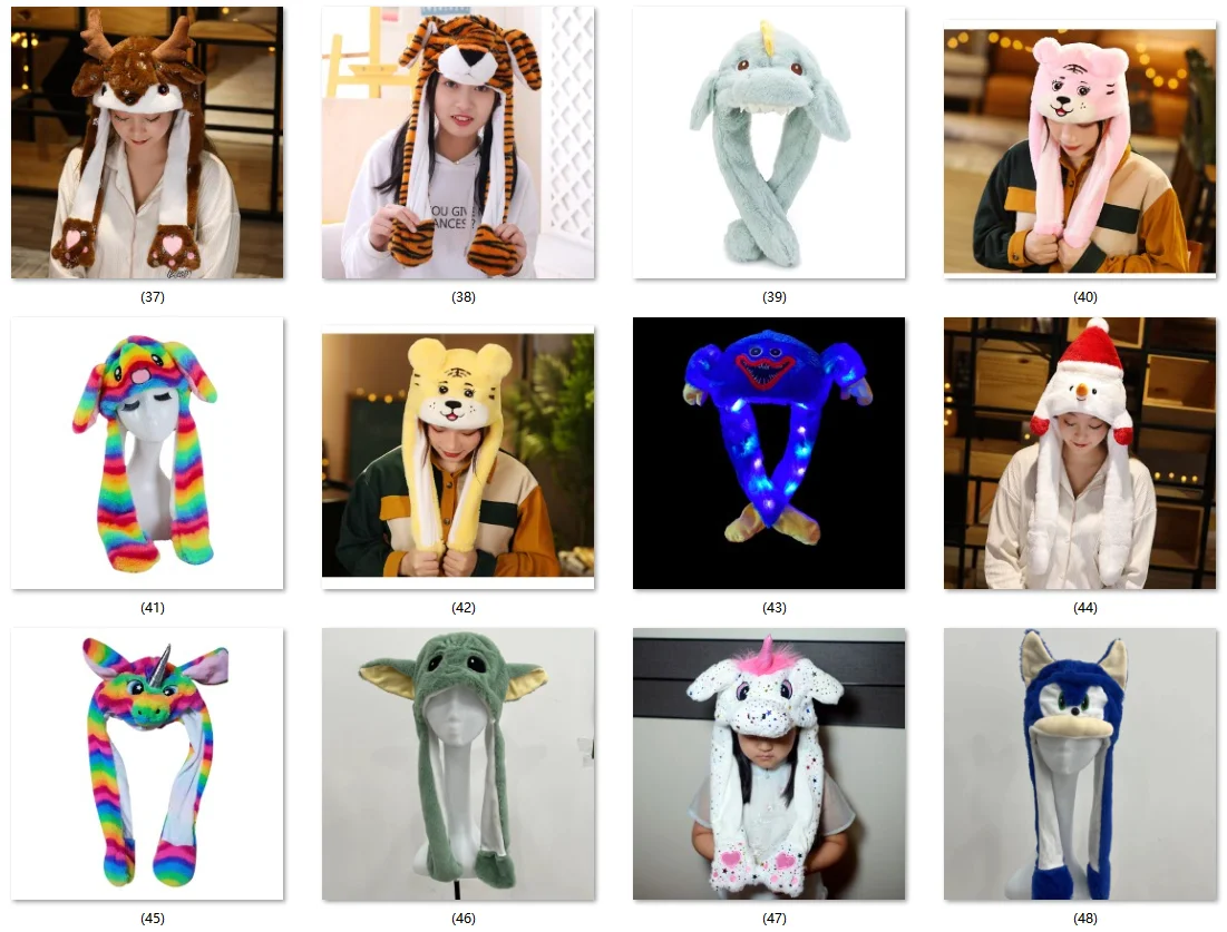 Custom Bunny Hat With Air Pumping And Moving Ears Plush Cute Animal Cap