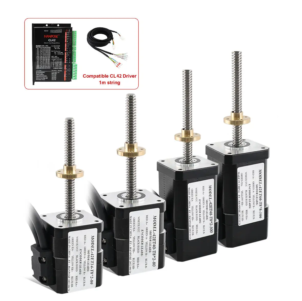 Hanpose Hybrid NEMA 17 Closed-loop Trapezoidal Stepper Motor 42ET34/40/48/60-T8*2/4/8+CL42 Motor for Equipment and Machines