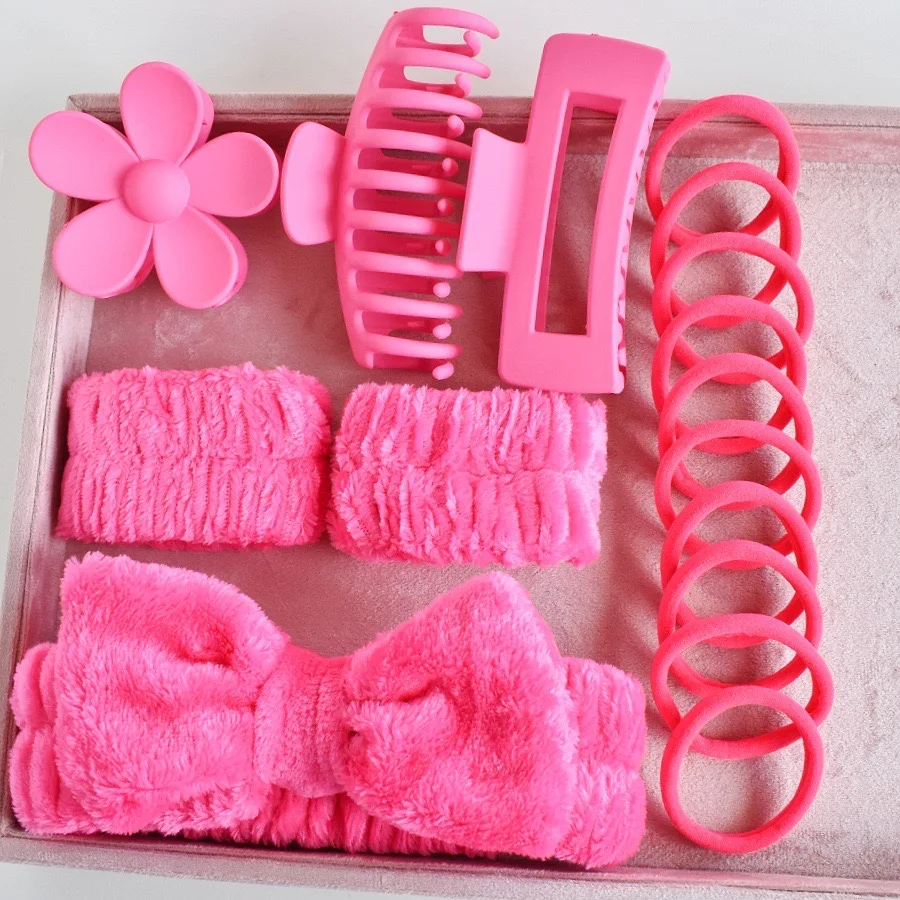 Wholesale 16pcs Set Spa Washing Fluffy Wristband Bow Headbands Flower Hair Claw Women's aperçu 7