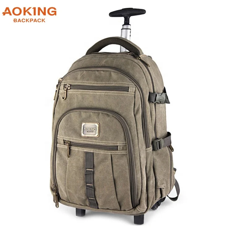 Aoking Recruit Agent 18 Inch 20 Inch Durable Canvas School Wheel Bags  Unisex Casual Trolley Bag Best Selling Travel Backpack