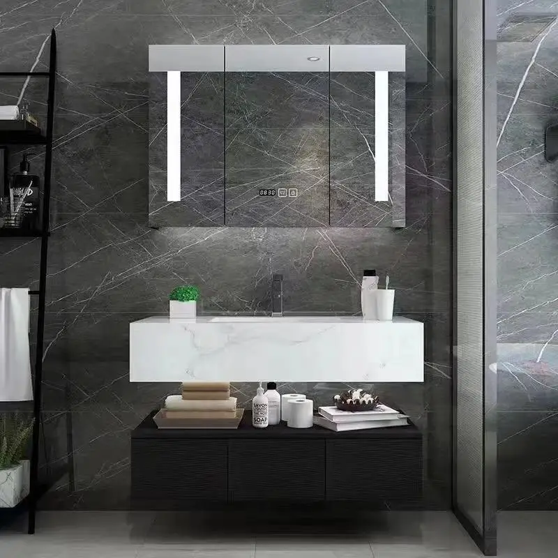 Австралийский шкаф для ванной комнаты из массива дерева с умным сенсорным зеркалом