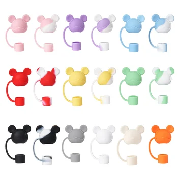 2024 New  Arrival10mm 0.4 inch Silicone  Mouse Straw Topper Straw Covers Cap Charms for Tumbler Cup 30 40 oz