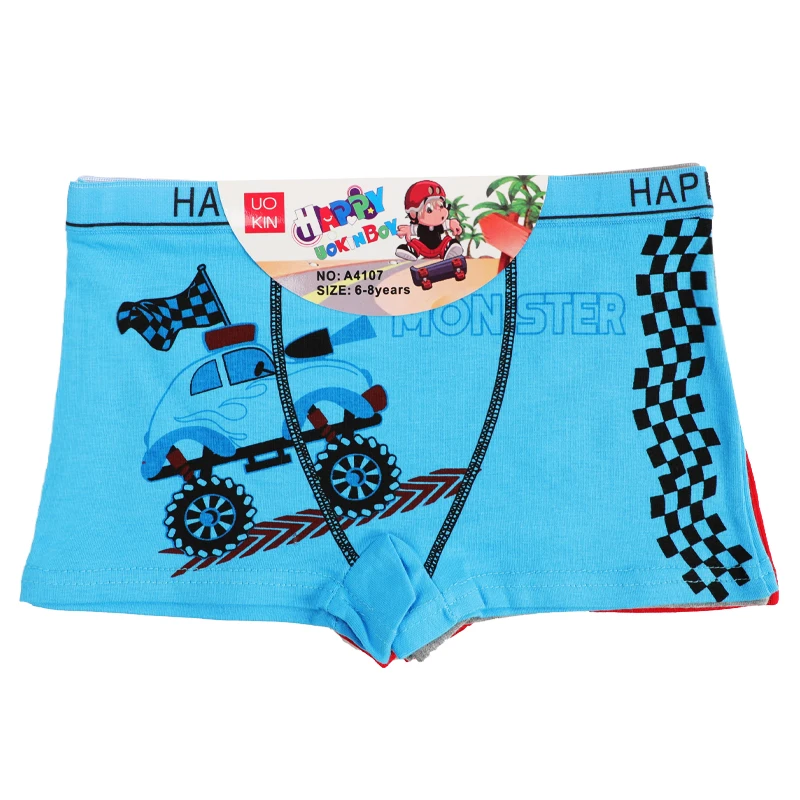 Uokin Cartoon Cotton Print Boy Boxer Briefs Shorts Soft Breathable 410 Ages Cute Kids Underwear